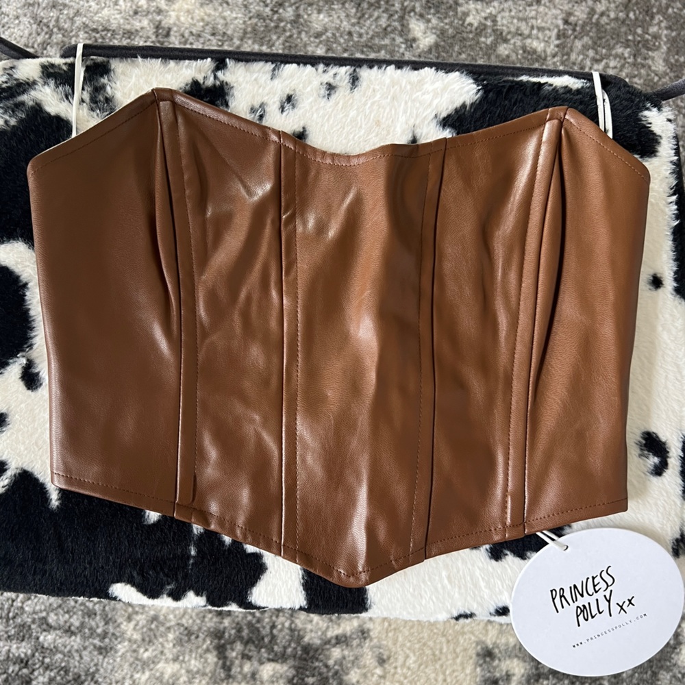 Princess Polly cropped leather bustier top